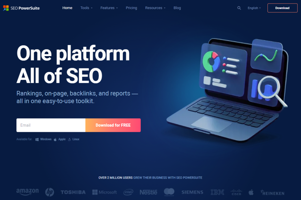 SEO PowerSuite Homepage 2024