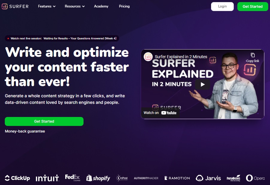 20 Best SEO Software for Small Businesses in 2023 37 Surfer SEO Homepage