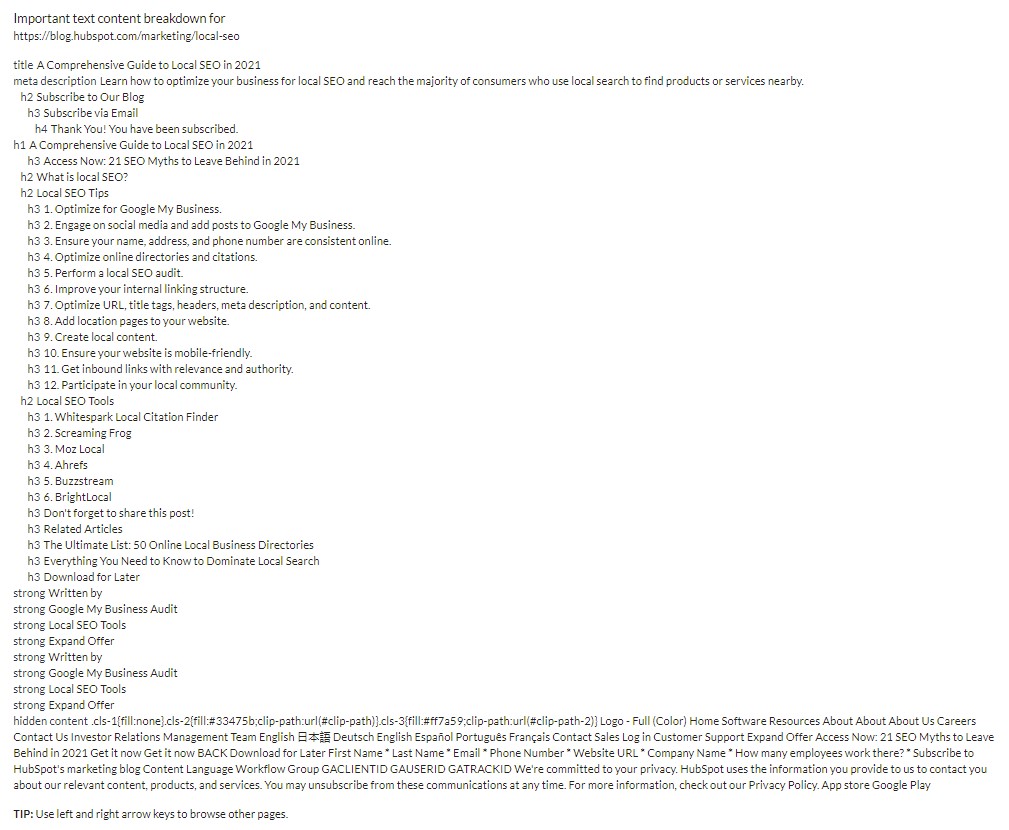 Example of a Content Outline Provided by Surfer's SERP Analyzer