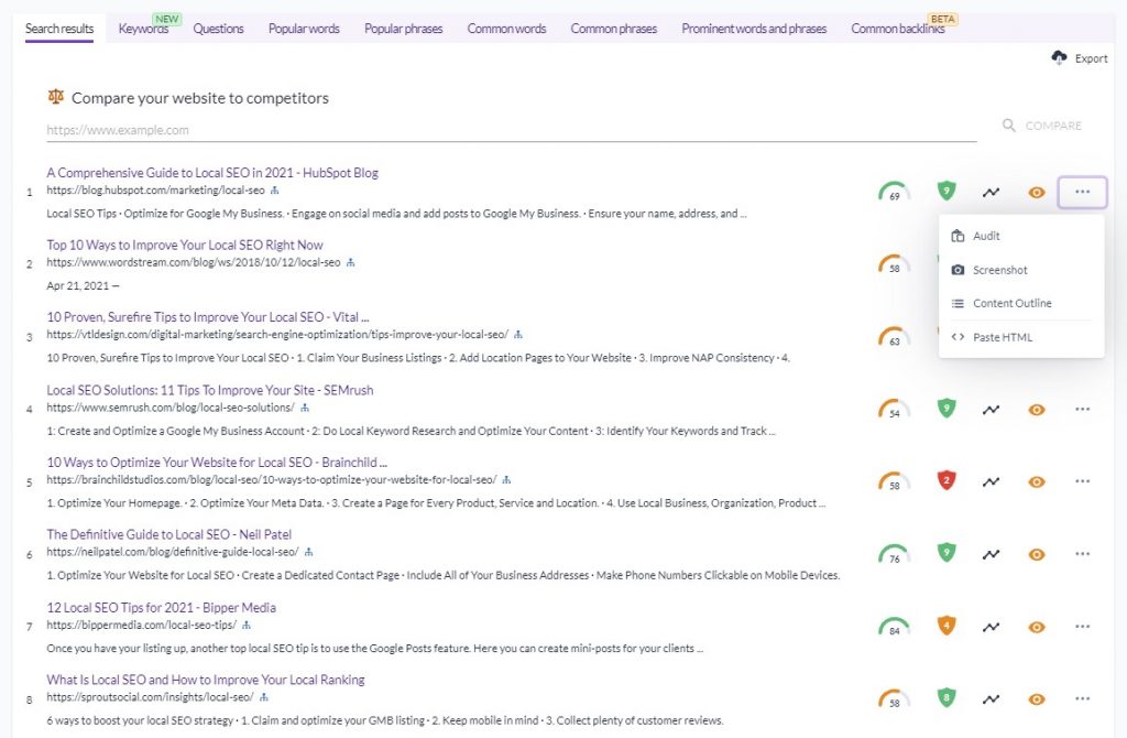 The Top Search Results Detected by Surfer's SERP Analyzer Tool The Top Search Results Detected by Surfer's SERP Analyzer Tool