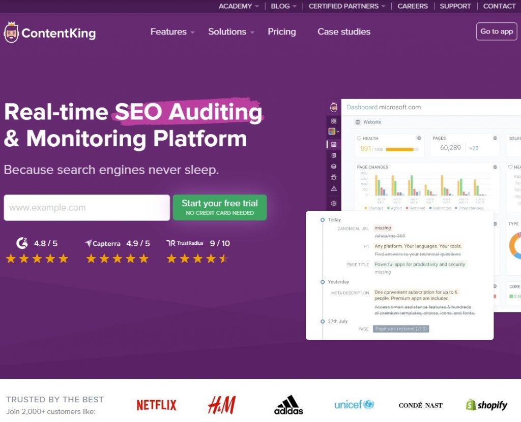 Automatic SEO Auditing & Monitoring Platform - ContentKing