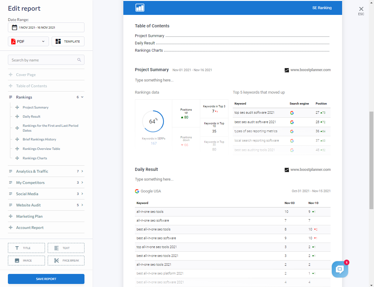 SE Ranking vs Semrush (2023) 33 SE Ranking's Report Builder
