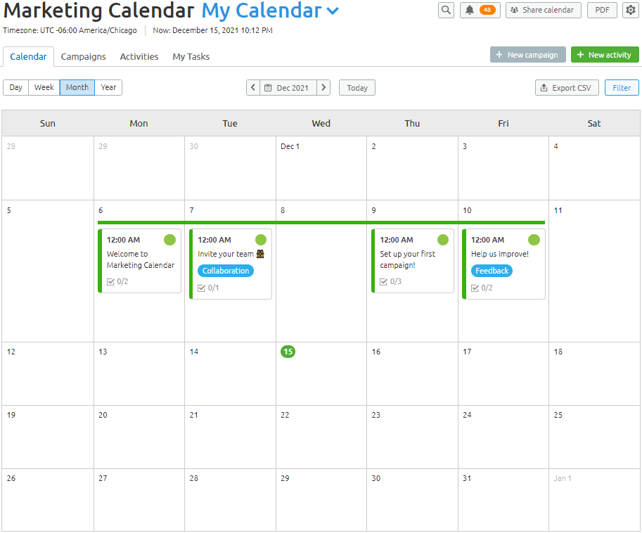 The Marketing Calendar Feature in Semrush