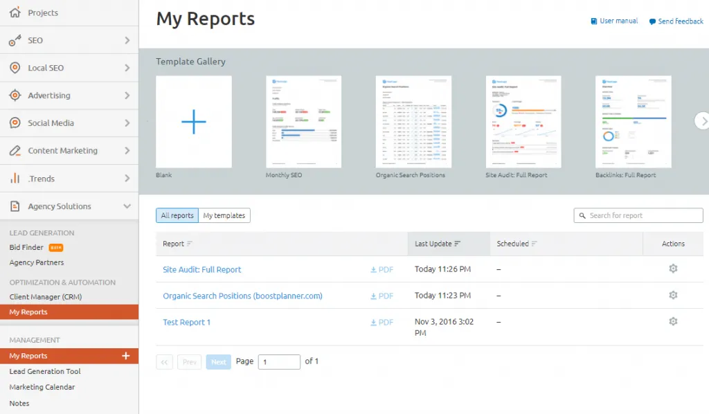 Semrush's My Reports Feature with Saved Reports & Templates Semrush's My Reports Feature with Saved Reports & Templates