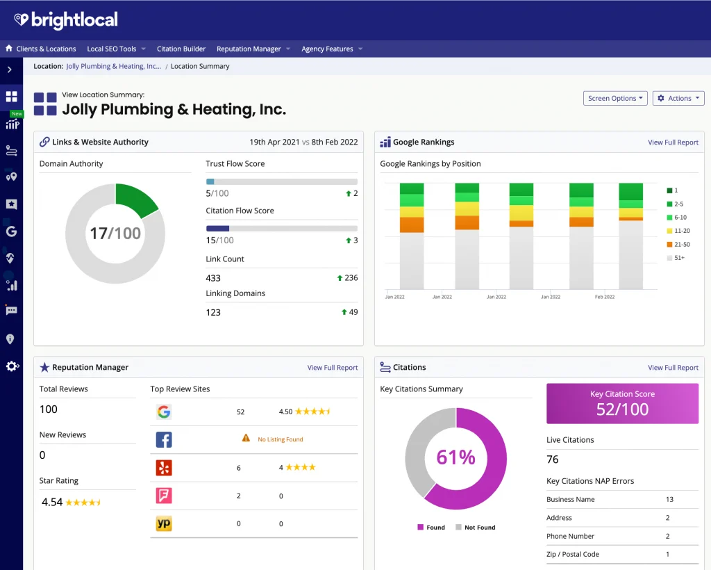 How can clients connect their Facebook pages and Google Business Profiles to their Reputation Manager reports via External Dashboard? – BrightLocal Help Center