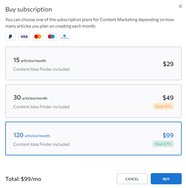 SE Ranking Content Marketing Pricing